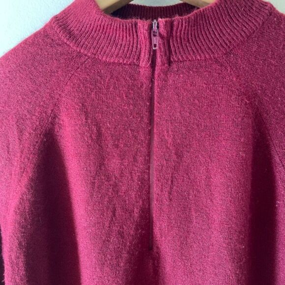 Maroon Mock‎ Neck Sweater LARGE Petite Vintage VTG Designers Originals Deep Red - Picture 3 of 6